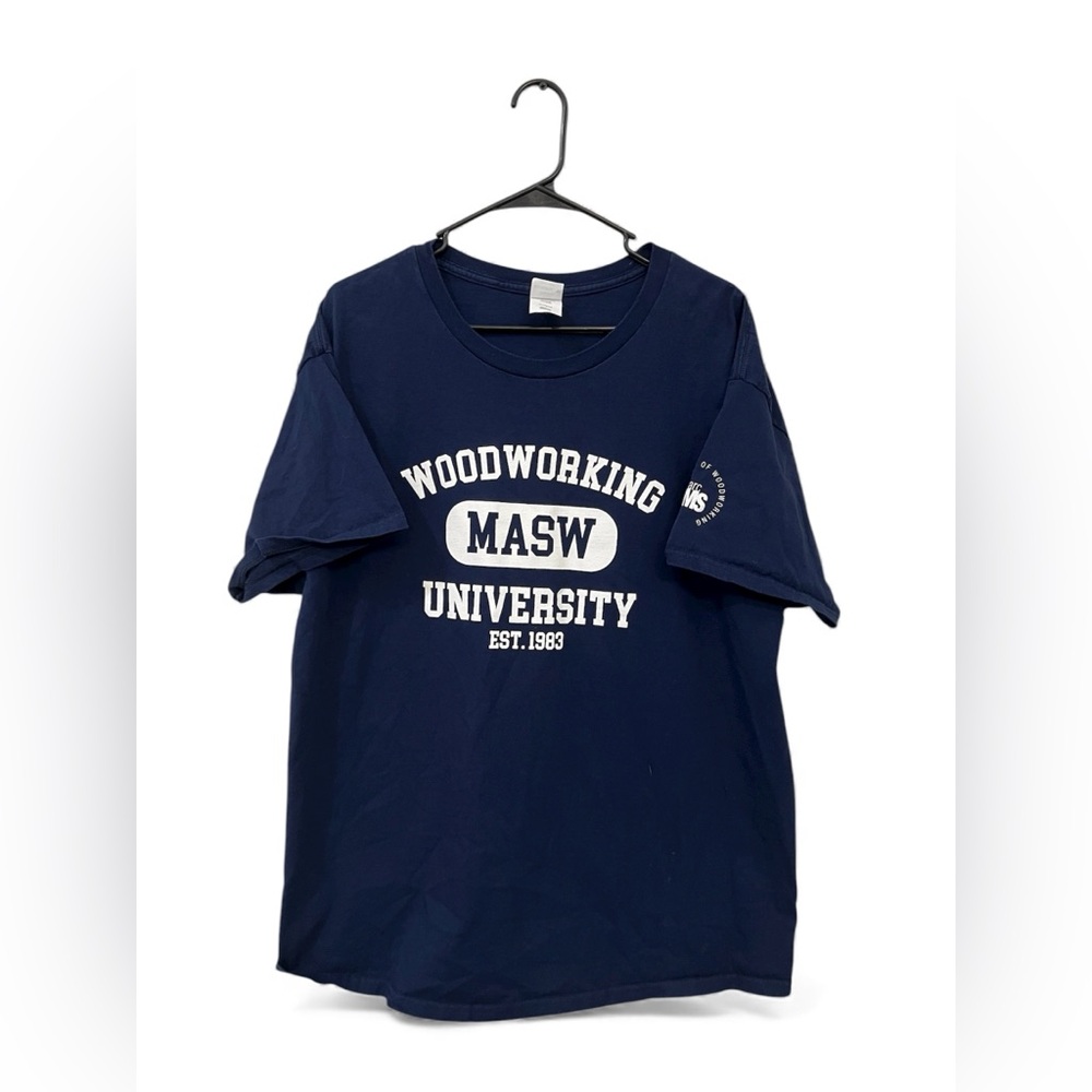 MASW Woodworking University Graphic T-Shirt Navy Blue XL